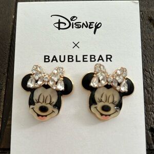 Disney x BAUBLEBAR Minnie Mouse Rhinestone Bow Earrings New